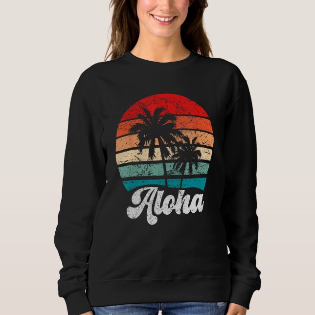 Aloha Hawaii Hawaiian Island Palm Tree Beach Retro Sweatshirt (Vorderseite)