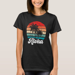 Aloha Hawaii Hawaiian Island Palm Tree Beach Retro T-Shirt