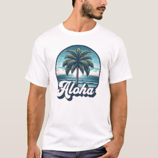Aloha Hawaii Hawaiian Island Palm Tree Beach Vacay T-Shirt