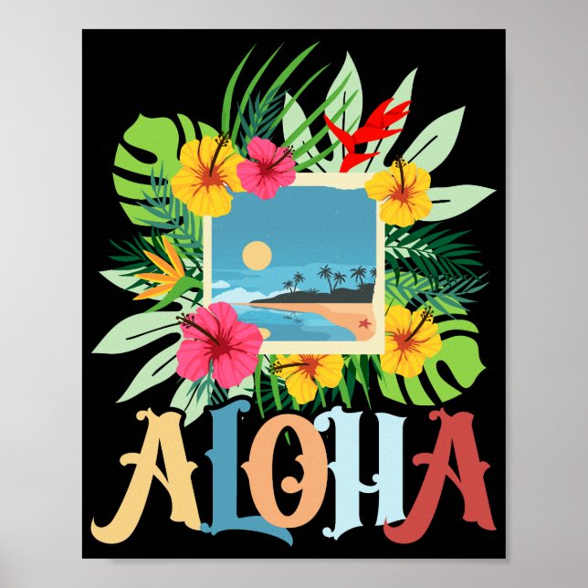 Aloha Hawaii Hawaiian Island Palm Trees Beach Poster (Vorne)