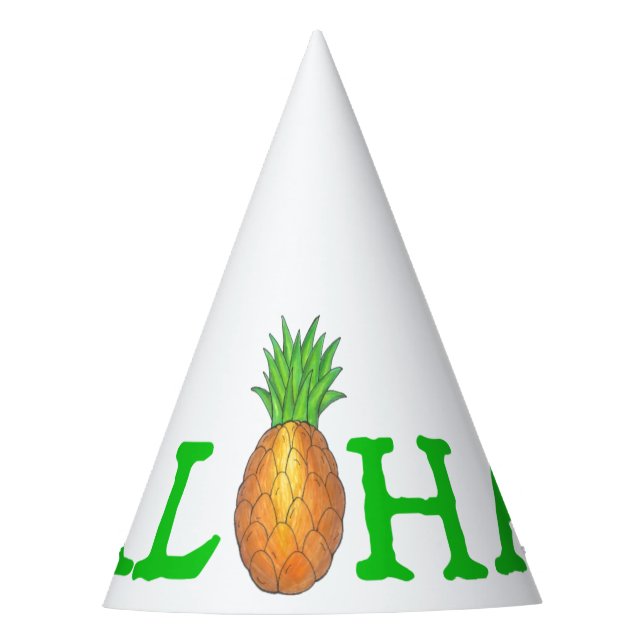 ALOHA Hawaii Hawaiian Luau Tropischer Ananas Partyhütchen (Vorderseite)
