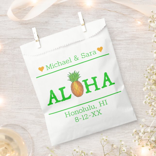Aloha Hawaii Hawaiian Pineappinsel Wedding Geschenktütchen (Ausgeschnitten)