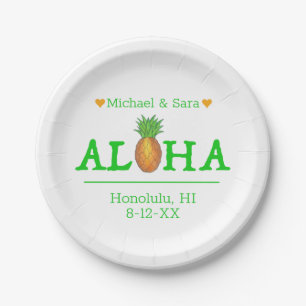 Aloha Hawaii Hawaiian Pineappinsel Wedding Pappteller
