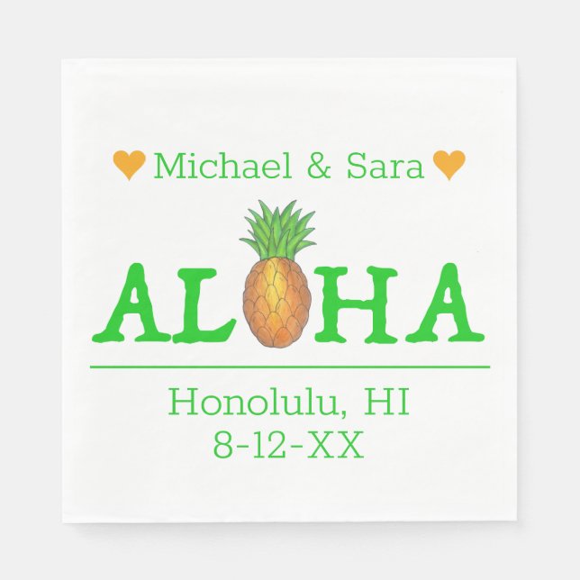 Aloha Hawaii Hawaiian Pineappinsel Wedding Serviette (Vorderseite)