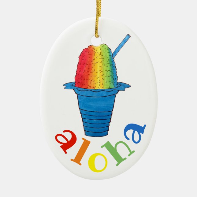 ALOHA Hawaii Hawaiian Rainbow Shave Shaved Ice Keramik Ornament (Vorne)