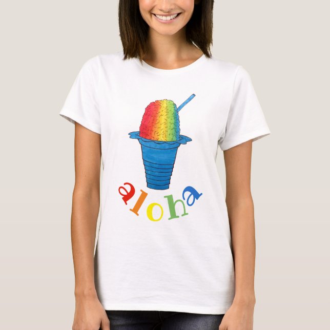 ALOHA Hawaii Hawaiian Rainbow Shave Shaved Ice T-Shirt (Vorderseite)