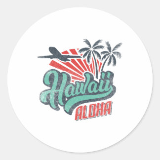 Aloha Hawaii Hawaiian T-Shirt Beach Vacacation Cos Runder Aufkleber