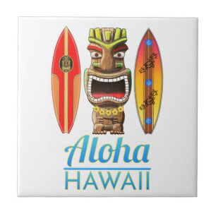 Aloha Hawaii Hawaiian Tiki Surfen Fliese
