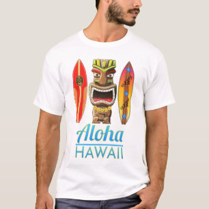 Aloha Hawaii Hawaiian Tiki Surfen T-Shirt