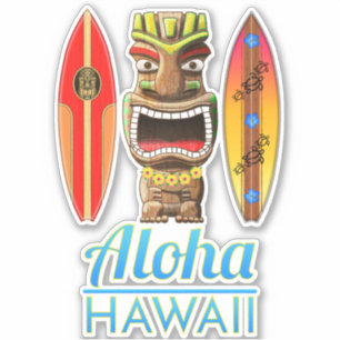 Aloha Hawaii Hawaiian Tiki Surfing Aufkleber