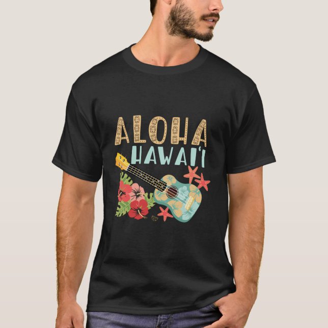 Aloha Hawaii Hawaiian Ukulele T-Shirt (Vorderseite)