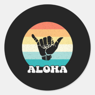 Aloha Hawaii Hawaiianische Insel Shaka-Handzeichen Runder Aufkleber