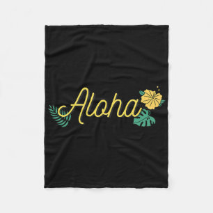 Aloha Hawaii Hawaiianische Insel Tropischer Hibisk Fleecedecke