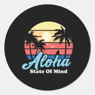 Aloha Hawaii Hawaiianischer Strand Surfer Surfen S Runder Aufkleber