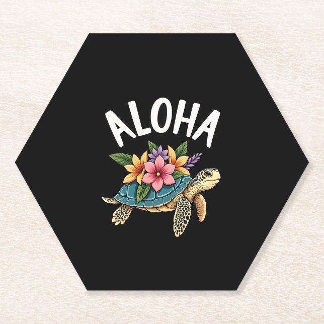 Aloha Hawaii hawaiianisches Hemd Turtle Hibiscus K Untersetzer (Vorderseite)