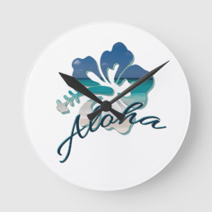 Aloha Hawaii Hibiscus Flower Runde Wanduhr