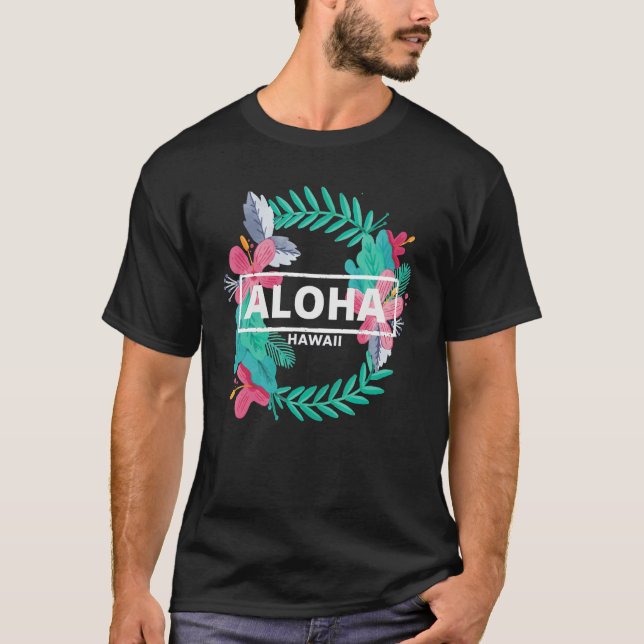 Aloha Hawaii  Hibiscus Flowers  Aesthetic Design   T-Shirt (Vorderseite)