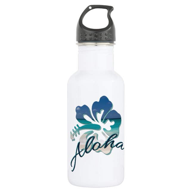 Aloha Hawaii Hibiskus Blume Edelstahlflasche (Vorderseite)