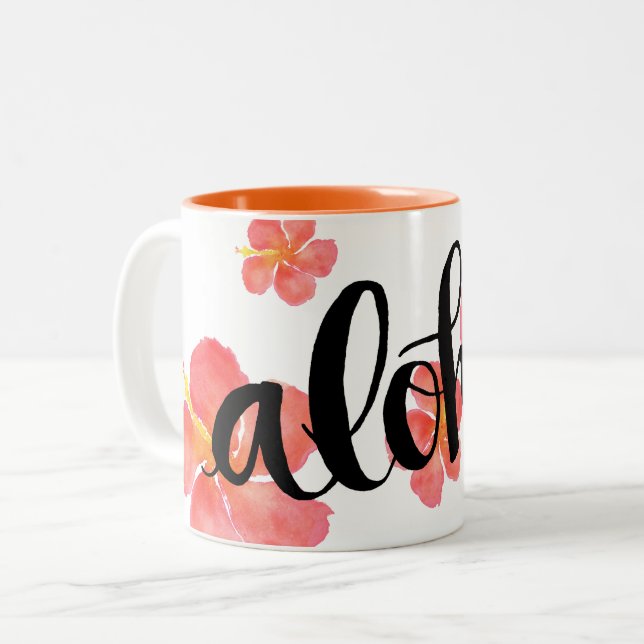 Aloha Hawaii-Hibiskus-Tasse Zweifarbige Tasse (Vorderseite Links)