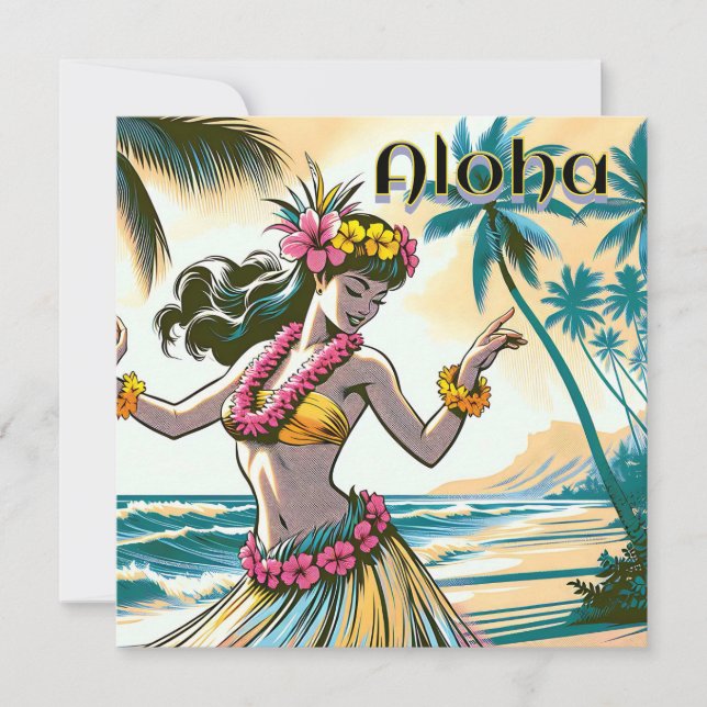 Aloha | Hawaii Hula Dancer am Strand (Vorderseite)