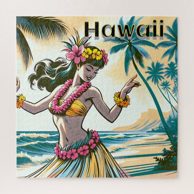 Aloha | Hawaii Hula Dancer am Strand Puzzle (Vertikal)