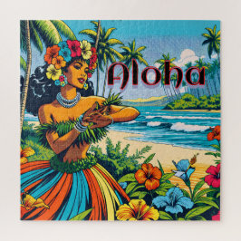 Aloha | Hawaii Hula Dancer am Strand Puzzle
