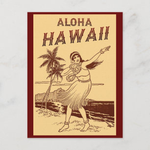 Aloha Hawaii Hula Girl   Postkarte