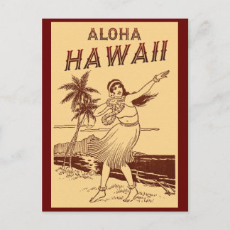 Aloha Hawaii Hula Girl Postkarte