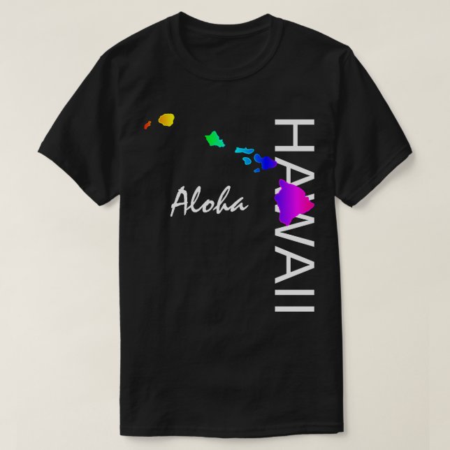 ALOHA - HAWAII-INSELN NEON RAINBOW T-Shirt (Design vorne)