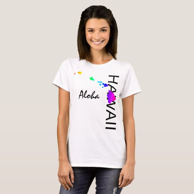 ALOHA - HAWAII-INSELN NEON RAINBOW T-Shirt (Vorne ganz)