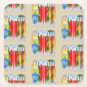 Aloha Hawaii Island Surfing Rechteckiger Pappuntersetzer