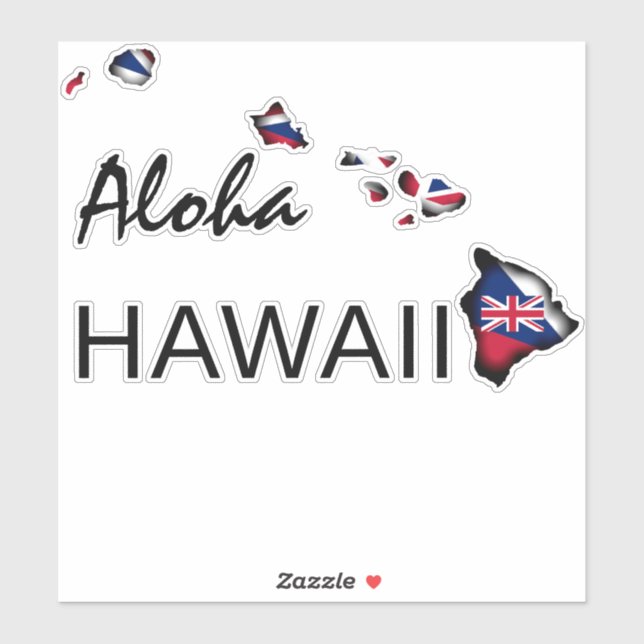 ALOHA - HAWAII ISLANDS HI Flag BLK Aufkleber (Blatt)