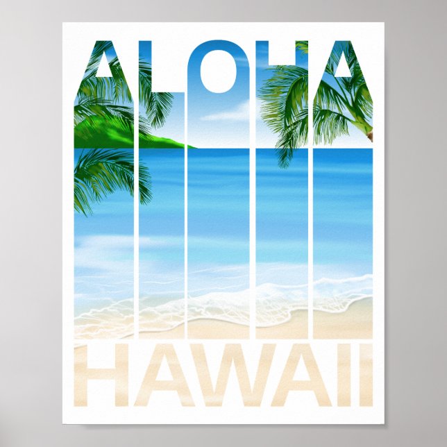 Aloha Hawaii Islands Tropical Beach Poster (Vorne)
