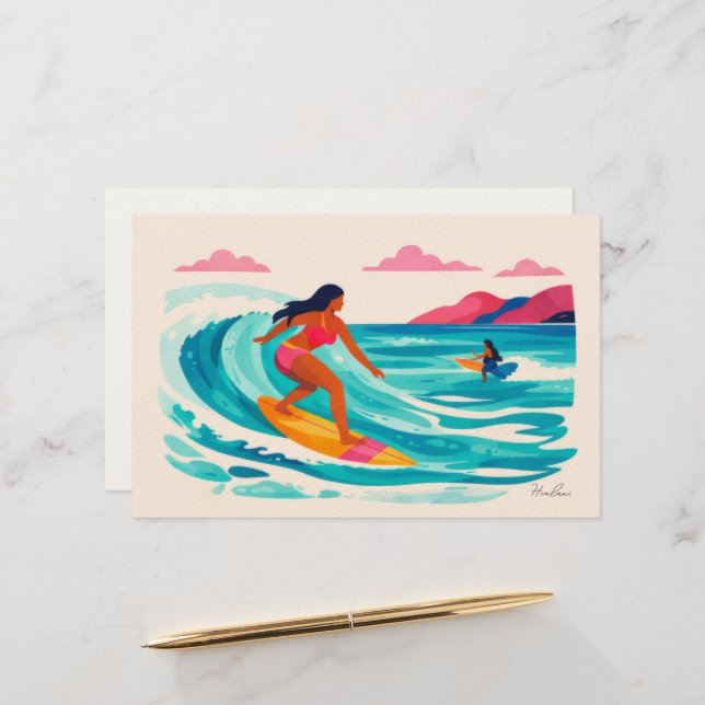 Aloha Hawaii Kunst Surfer leer innen Briefpapier (Vorderseite/Rückseite Beispiel)