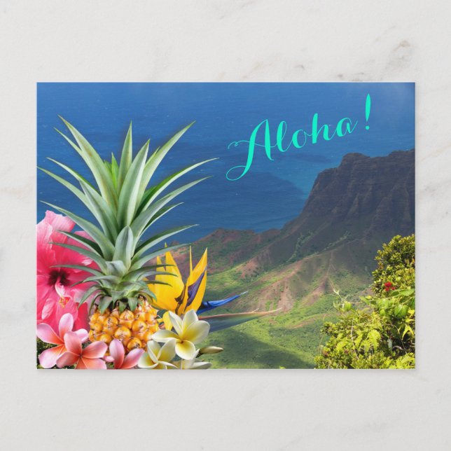 Aloha Hawaii Landschaft und Flora Postkarte (Vorderseite)
