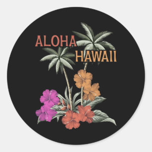 Aloha Hawaii Luau Hawaiian Hibiskus Blume Vacati Runder Aufkleber