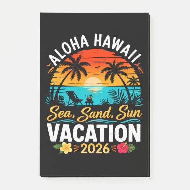 Aloha Hawaii Meer Sand Sonne 2026 Post-it Klebezettel (Vorderseite)