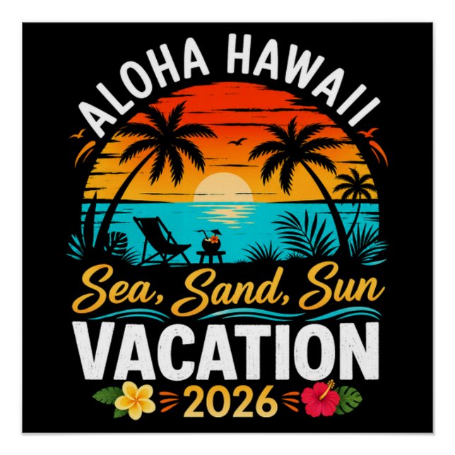 Aloha Hawaii Meer Sand Sonne 2026 Poster (Vorderseite)