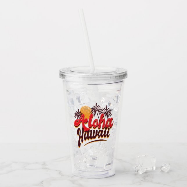 Aloha Hawaii Monogram Acryltrinkbecher (Vorderseite Ice)