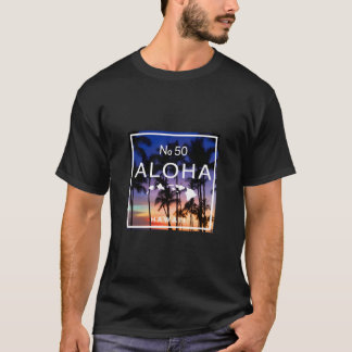 Aloha Hawaii No 50 Staat Tropical Beach Sunset T-Shirt