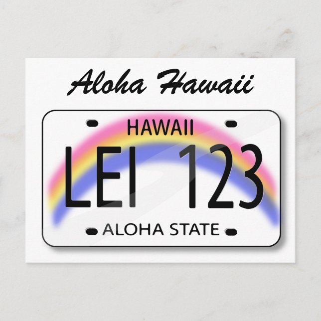 Aloha Hawaii-Nummernschild Postkarte (Vorderseite)