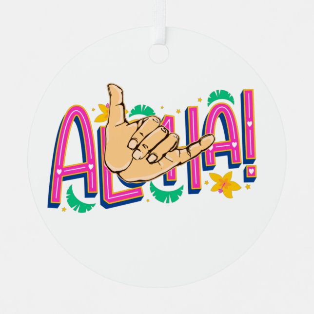 Aloha Hawaii Ornament Aus Metall (Vorderseite)