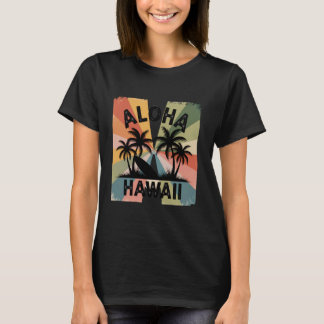 Aloha Hawaii Palm Beach Surfbrett Surfen Retro Män T-Shirt