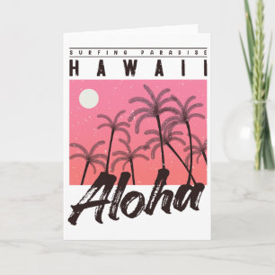 Aloha Hawaii Palme Baum Retro Sonnenuntergang Stra Karte