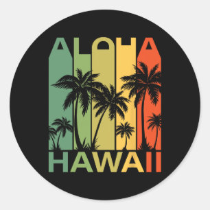 Aloha Hawaii Palme Tropische Hawaiian Insel Re Runder Aufkleber