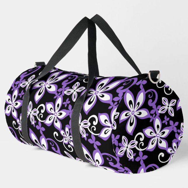 ALOHA HAWAII-PATTER IN SCHWARZ/LAVENDER DUFFLE BAG (Linke Ecke)