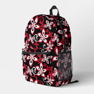 ALOHA HAWAII-PATTER IN SCHWARZ/ROT DRUCKRÄUMEN BEDRUCKTER RUCKSACK