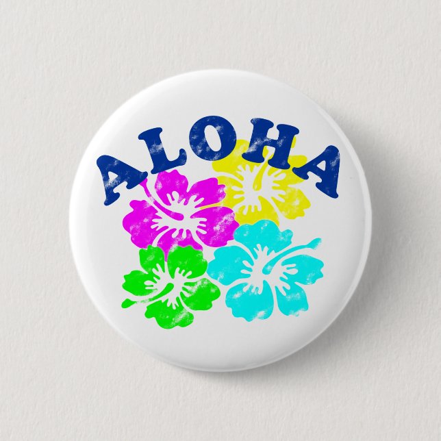 Aloha Hawaii Pinback Button: Farbenfrohe Blume Des Button (Vorderseite)