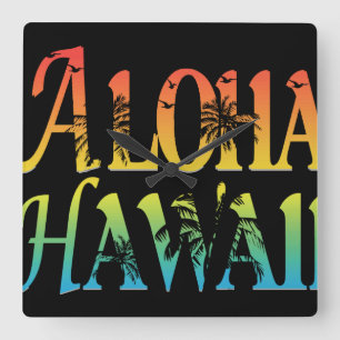 Aloha Hawaii Quadratische Wanduhr
