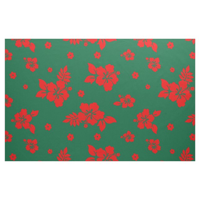Aloha Hawaii Red über grünes Weihnachtsmuster Stoff (Fat Quarter (45,7 x 55,9 cm))